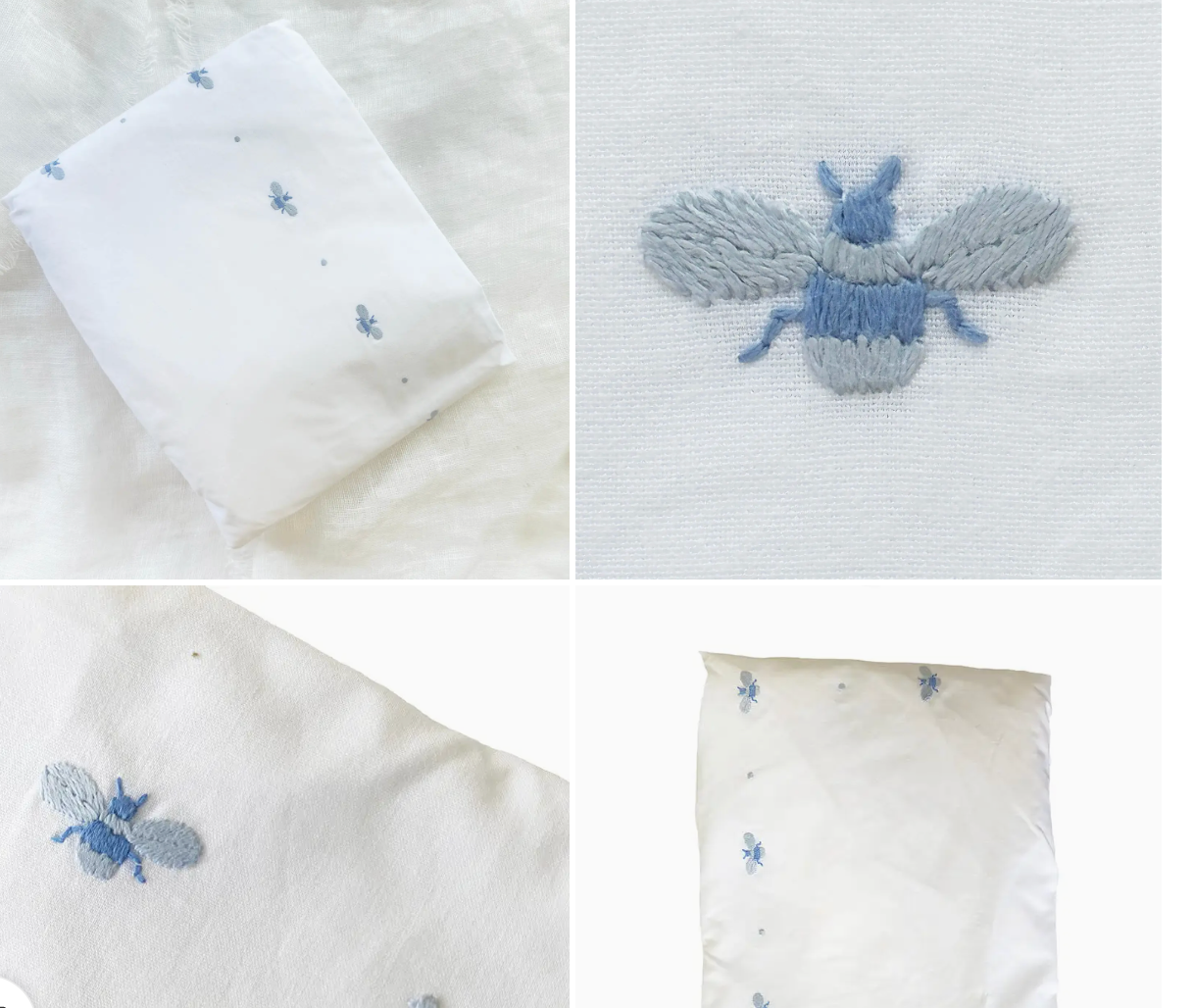 Embroidered Bee shown on Crib Sheet